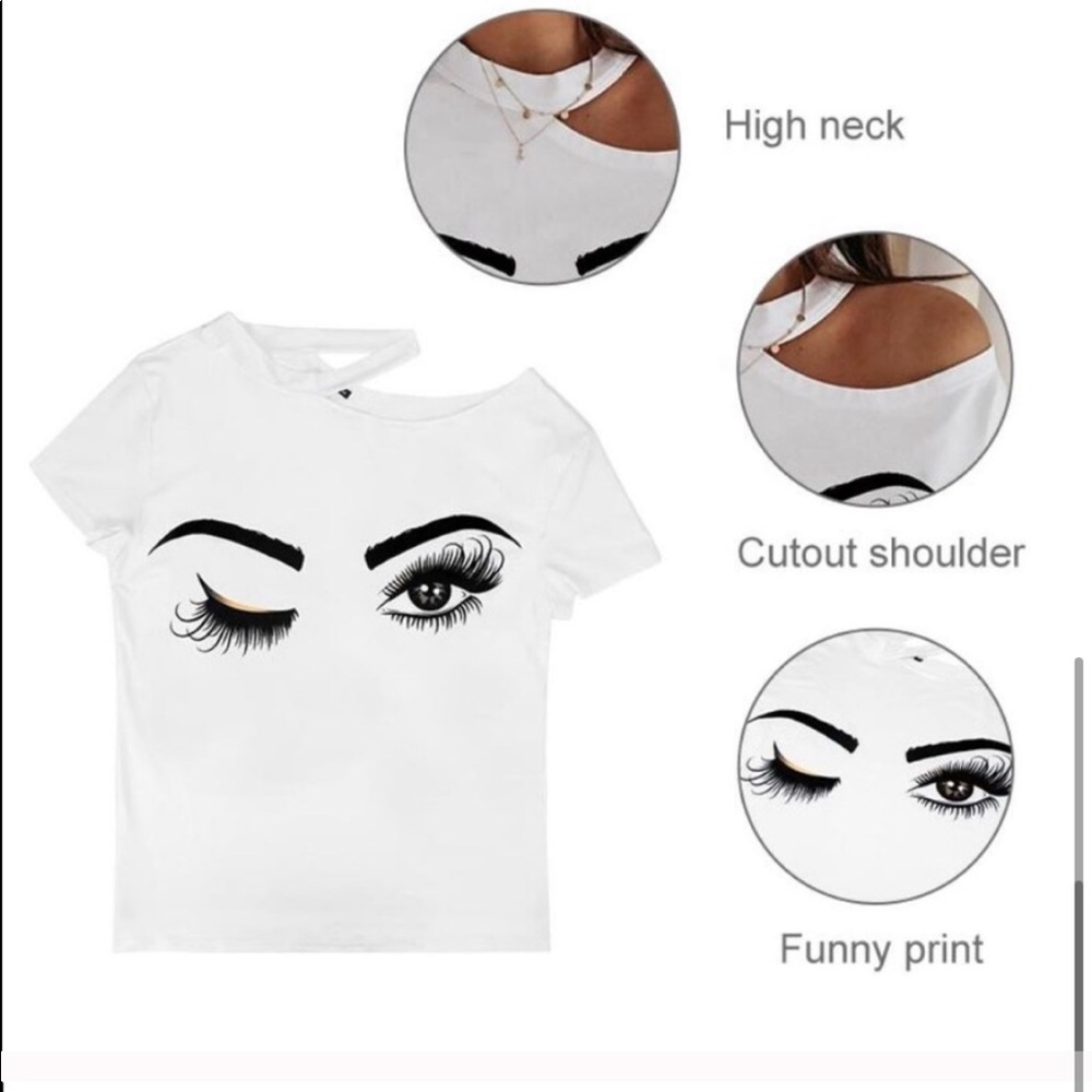 Valentine Gift Special Eyelash Shirt Sexy Shoulder - Picture 6 of 7